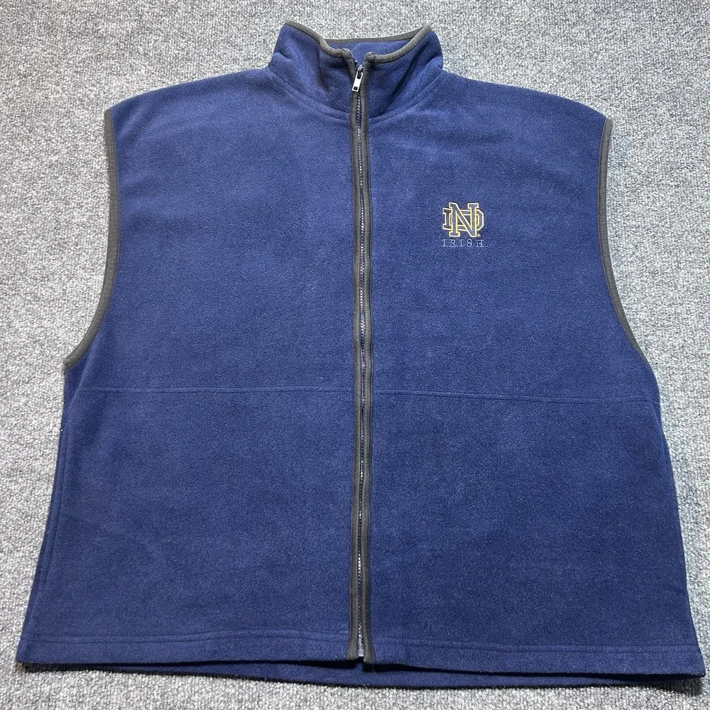 Vintage Notre Dame Fighting Irish Fleece Vest Navy Blue Pro Edge Men's XL 90s